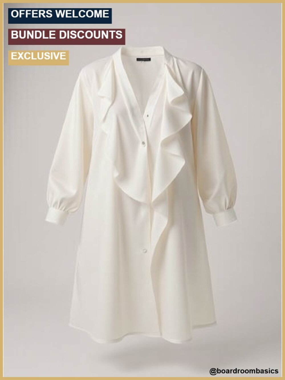 Ruffled V-Neck Button Down Blouse - Business Casual Work Shirt